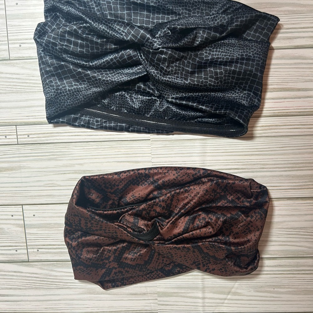 Womens Snake Skin Print Head band Wraps Set of 2   Like new condition (see photo